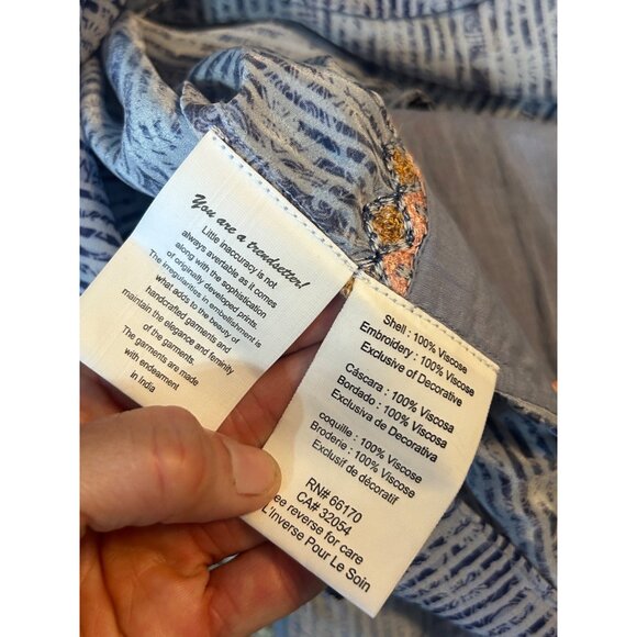 Bhanuni By Jyoti Sleeveless Blue Patterned Top Colorful Embroidery SP 1736 - Picture 4 of 6